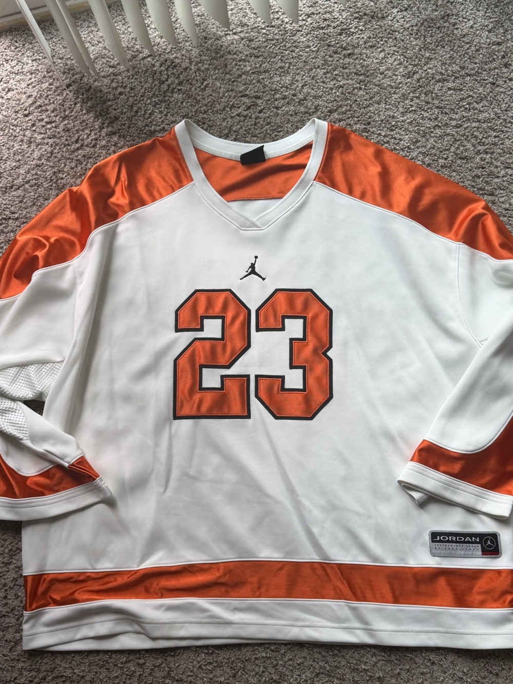 Jordan White & Orange 23 V-Neck Pullover Sweater